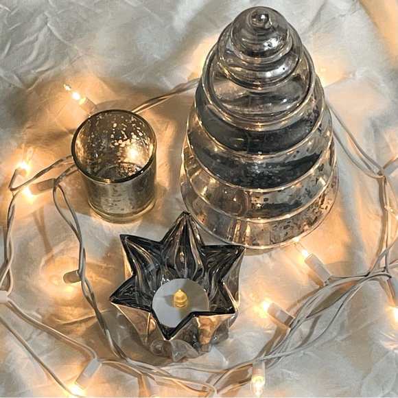 🔥Pottery Barn vintage holiday mercury glass home decor Lenox crystal votive - Picture 15 of 16